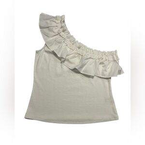 NWT P. Cill One Shoulder Ruffle Shirt Size L.